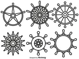 Vectorreeks Schip rijdt Lijnstijlpictogrammen vector