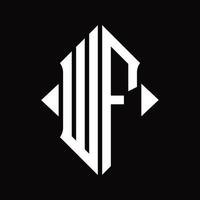 wf logo monogram met schild vorm geïsoleerd ontwerp sjabloon vector