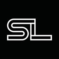 sl logo monogram met lijn stijl negatief ruimte vector