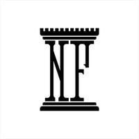 nf logo monogram met pijler vorm ontwerp sjabloon vector