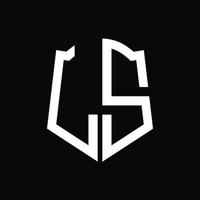 ls logo monogram met schild vorm lint ontwerp sjabloon vector
