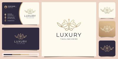 minimalistische luxe lijn stijl. logo ontwerp en bedrijf kaart. ornament decoratie abstract logo. vector