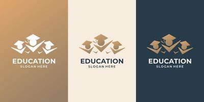 succes leerling overleg plegen logos reeks verzameling goud kleur inspiratie ontwerp. vector