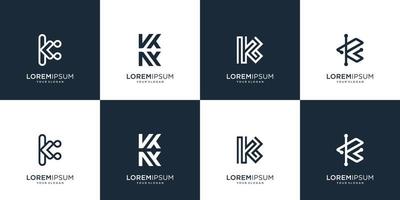 reeks van abstract monogram brief k logo sjabloon. pictogrammen voor business.technologie,brief k,alfabet,elegant, evenwicht. premie vector