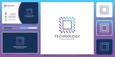 technologie logo ontwerp inspiratie. creatief tech modern concept, punt, helling kleur, plein vorm geven aan, vector