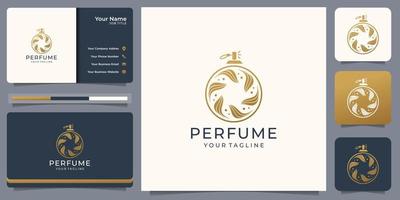 creatief minimalistische parfum fles met bloem roos concept in lineair stijl logo voor luxe mode vector