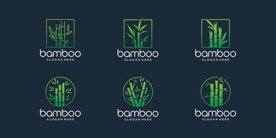 reeks van creatief bamboe logo sjabloon. minimalistische bamboe logotype met kader vorm verzameling. vector