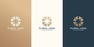 reeks bloem logo inspiratie goud kleur, abstract bloemen logo, lotus bloem stijl ontwerp. vector