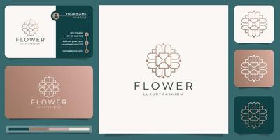 vrouwelijk bloem logo inspiratie. meetkundig bloemen logo concept met bedrijf kaart sjabloon. vector