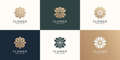 reeks van abstract bloem logo sjabloon. luxe roos, lotus, verzameling. premie vector