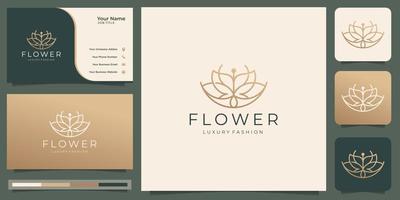 minimalistische schoonheid bloem roos logo ontwerp. goud kleur, lijn stijl, vrouwelijk salon en bedrijf kaart. vector