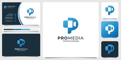 modern productie logo combineren eerste brief p en camera in silhouet vorm geven aan. inspiratie logo. vector