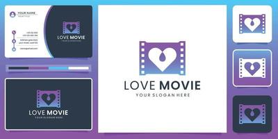 creatief liefde en film logo. favoriete film, bioscoop productie, verloop, film, logo en bedrijf kaart. vector