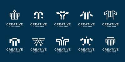 reeks van creatief brief t logo ontwerp sjabloon. logotypes voor bedrijf van technologie, abstract, digitaal, elegant. premie vector