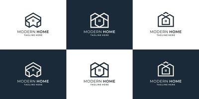 reeks verzameling echt landgoed logo ontwerp sjablonen.modern huis logo, eigendom, bouw, bouwer. vector