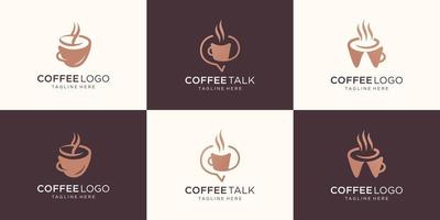 reeks verzameling koffie logo sjabloon. koffie kop mok discussie logo, bundel koffie logo. vector