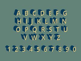 3D-lettertypen Vector in retro stijl