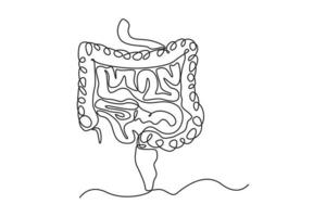 single een lijn tekening darmen anatomie. menselijk orgaan concept. doorlopend lijn trek ontwerp grafisch vector illustratie.