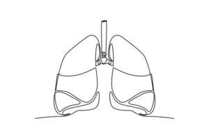 single een lijn tekening longen anatomie. menselijk orgaan concept. doorlopend lijn trek ontwerp grafisch vector illustratie.