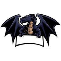 draak mascotte logo houden blanco tekst voor team vector