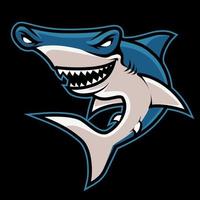 hamerhaai haaien mascotte logo geïsoleerd Aan donker blauw vector