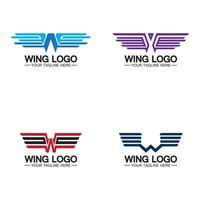 w brief voor Vleugels logo ontwerp, combinatie w brief en Vleugels vector