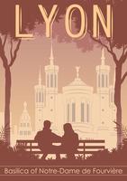 Vintage Lyon monument Poster Vector