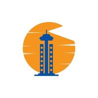 vuurtoren icoon logo en vector illustratie baken toren ontwerp