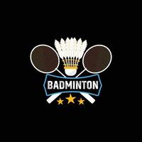 badminton vector t-shirt ontwerp. badminton t-shirt ontwerp. kan worden gebruikt voor afdrukken mokken, sticker ontwerpen, groet kaarten, affiches, Tassen, en t-shirts.