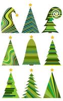 reeks van Kerstmis bomen. geïsoleerd vector illustratie voor vrolijk Kerstmis en gelukkig nieuw jaar.