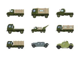 leger machines en gepantserd voertuigen geïsoleerd Aan wit achtergrond vector reeks