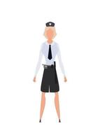 dame Politie officier in uniform. geïsoleerd. vector illustratie