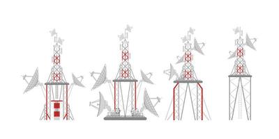 illustratie met reeks van antenne silhouetten geïsoleerd Aan wit achtergrond vector