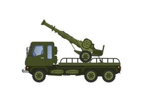 vrachtauto met leger raketten. vector illustratie Aan een wit achtergrond.