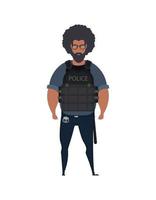 Politie officier in uniform staand in voorkant visie. beroep mensen concept. baan Bij Politie station. politieagent vector karakter illustratie geïsoleerd Aan wit achtergrond.