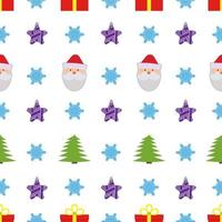 Kerstmis naadloos patroon met sneeuwvlok, Kerstmis bal, de kerstman claus en Kerstmis boom Aan wit achtergrond. vector illustratie