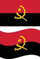 golvend vlag van Angola. Angola vlag Aan wit achtergrond. vlak stijl. vector