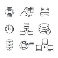 Doodled database-pictogrammen vector