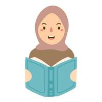 hand- getrokken vlak hijab wereld boek dag vector