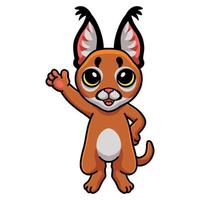 schattig caracal kat tekenfilm golvend hand- vector