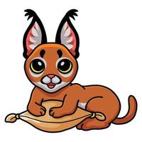 schattig caracal kat tekenfilm Aan de hoofdkussen vector