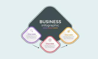 bedrijf infographic sjabloon. ontwerp opties of stappen met 3 nummers, kleurrijk infographic ontwerp sjabloon vector