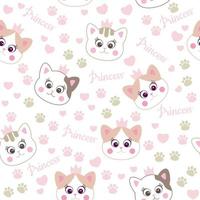 naadloos vector patroon met katten prinses. behang vector patroon