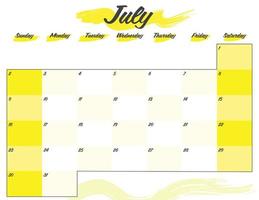juli kleurrijk 2023 belettering maandelijks kalender ontwerper afdrukbare vector