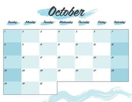 oktober kleurrijk 2023 belettering maandelijks kalender ontwerper afdrukbare vector