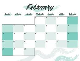 februari kleurrijk 2023 belettering maandelijks kalender ontwerper afdrukbare vector
