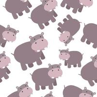tekenfilm nijlpaard naadloos achtergrond patroon vector