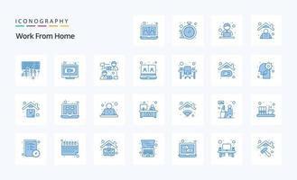 25 werk van huis blauw icoon pak vector