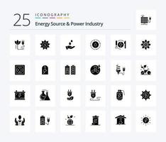 energie bron en macht industrie 25 solide glyph icoon pak inclusief energie. natuur. gezuiverd. stroom. energie vector