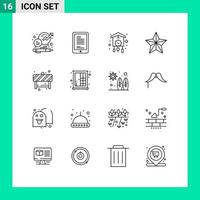reeks van 16 modern ui pictogrammen symbolen tekens voor ster festival cel Kerstmis koekoek bewerkbare vector ontwerp elementen